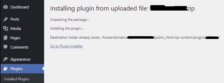 The destination folder already exists error