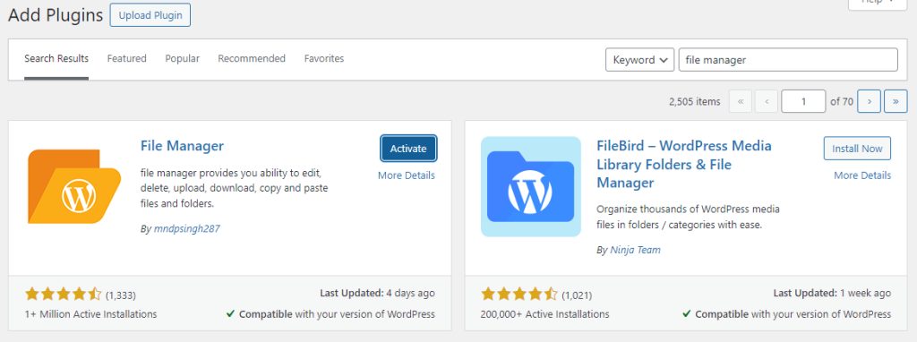 Installing a file manager plugin