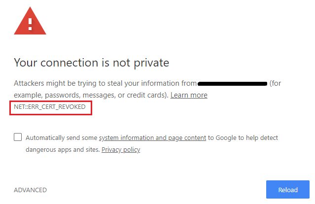 The NET::ERR_CERT_REVOKED error