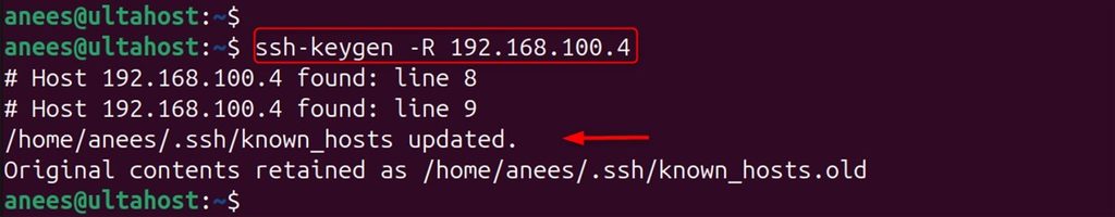 Removing the old host key