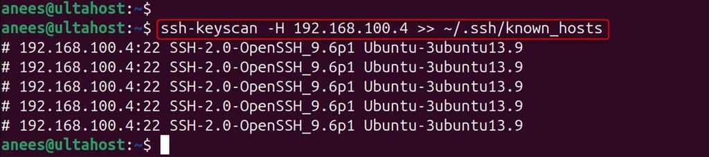 Adding the key with ssh-keyscan