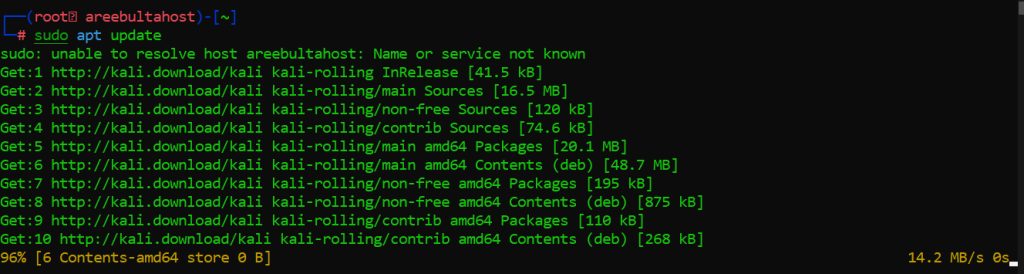 Running apt update