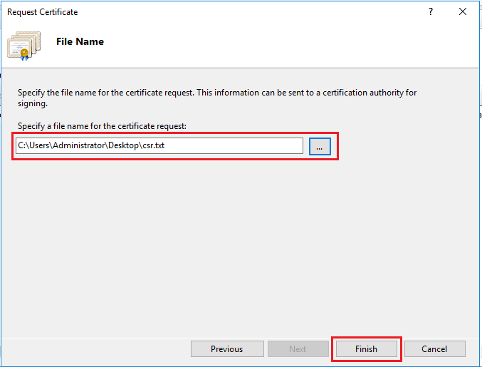Screenshot: Paste the CSR text into the order form of the certificate provider.
