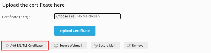 Screenshot: Click Add SSL/TLS Certificate .
