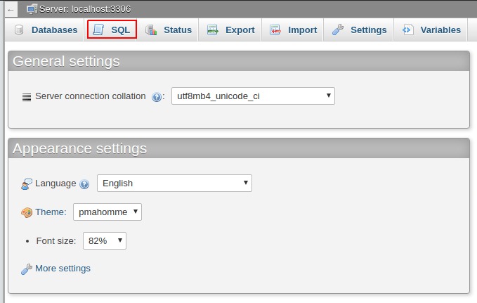 SQL screen