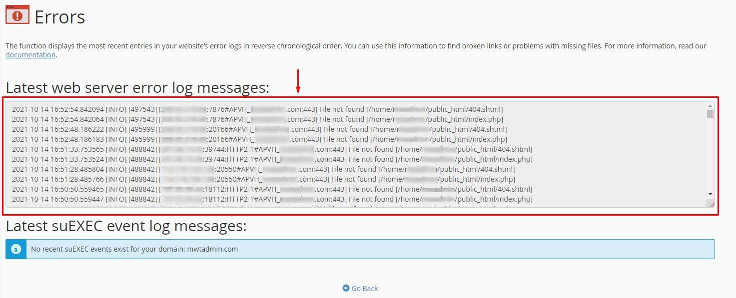 Screenshot: PHP Fatal error is the type. Fatal means the page stopped.