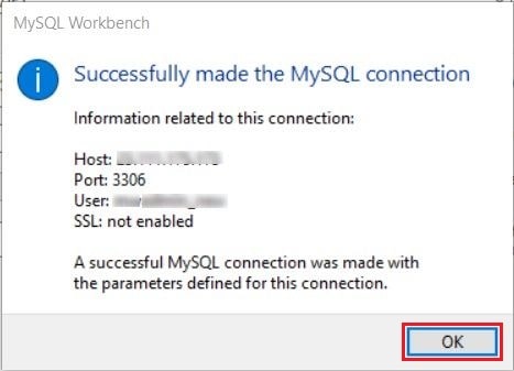 Screenshot: If you see a success message, click OK .