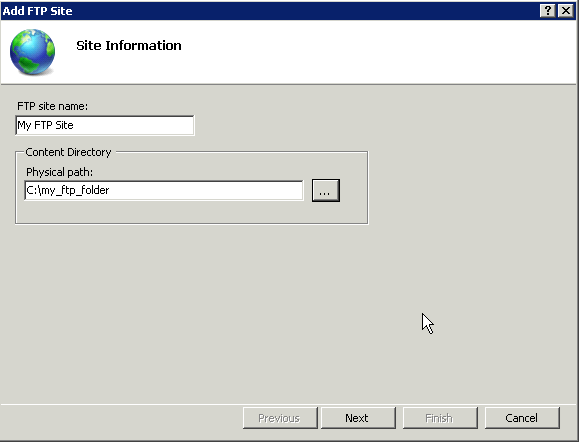 FTP site in the IIS