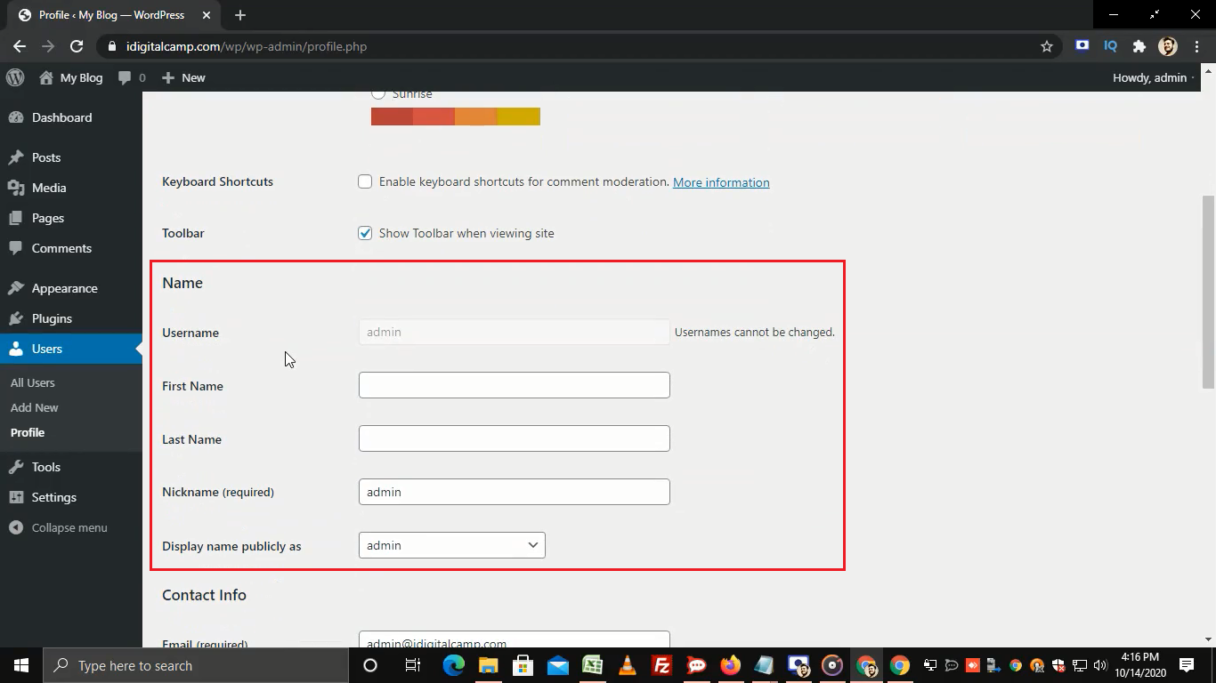 Screenshot: Visual Editor turns the writing editor on or off.