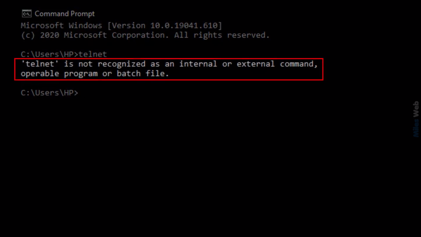Screenshot: Tick the box beside Telnet Client .