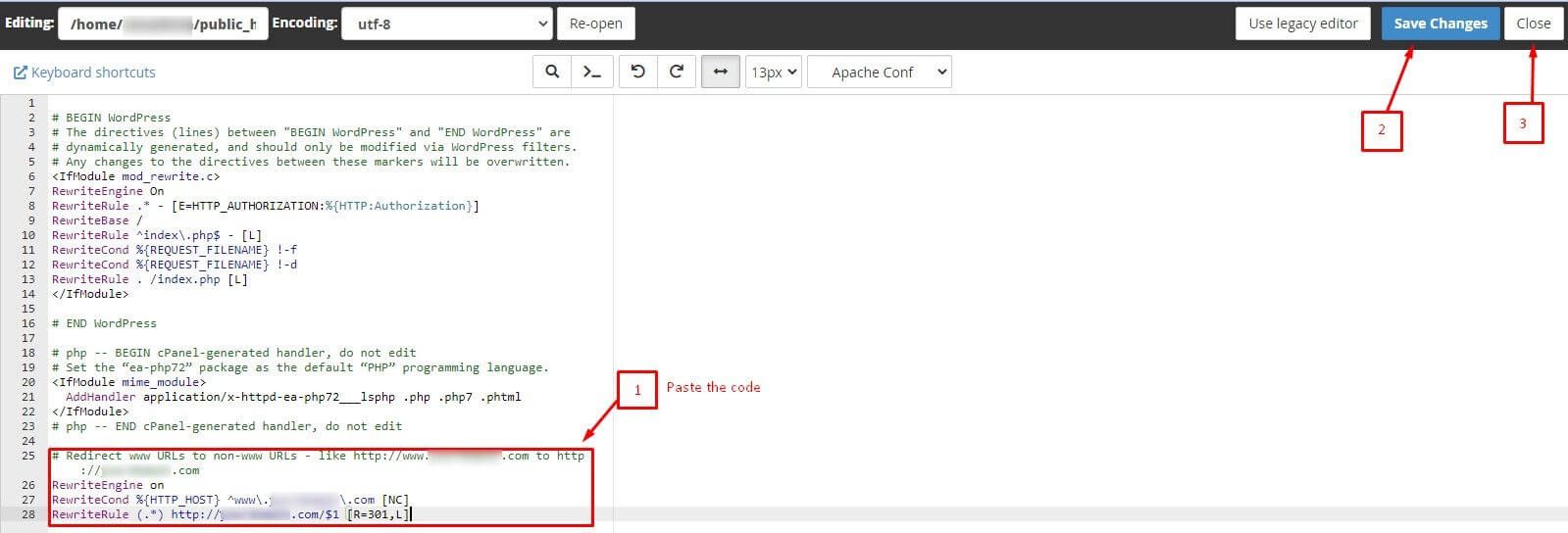 Screenshot: Click Save Changes .