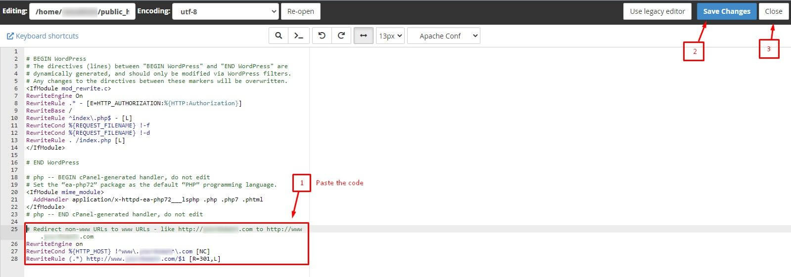 Screenshot: Click Save Changes .