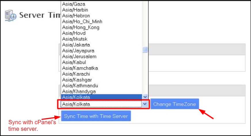 Screenshot: Click Change Date and Time to make your server match it.