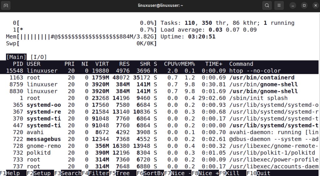htop without colors