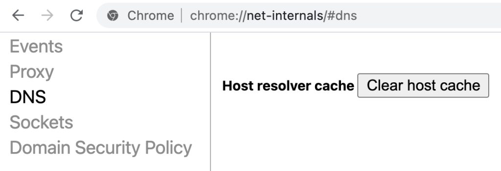 Clearing the host cache in Chrome