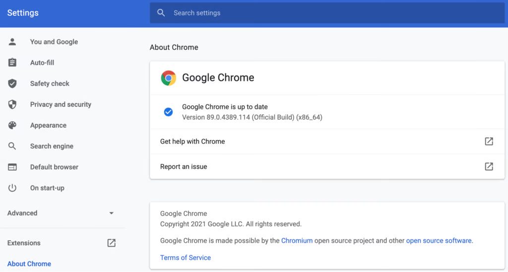 Updating Chrome
