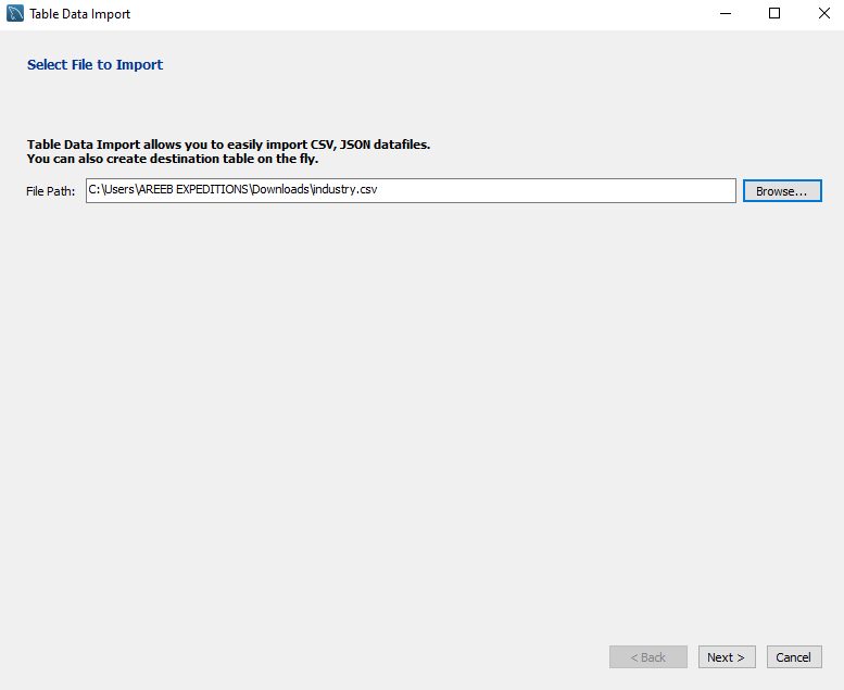 Choosing the CSV file