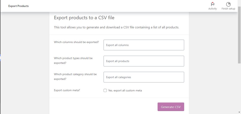 Generating the CSV file