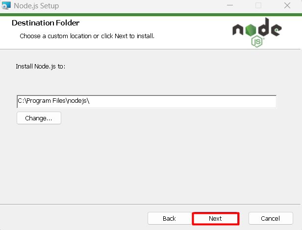 The destination folder