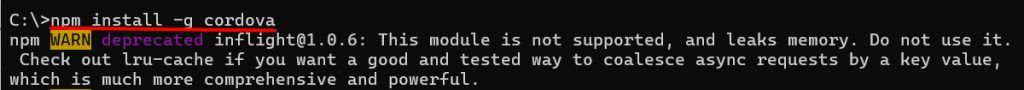 Installing Cordova