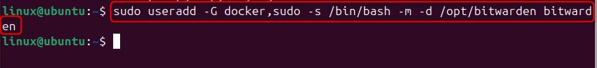 Creating the bitwarden user