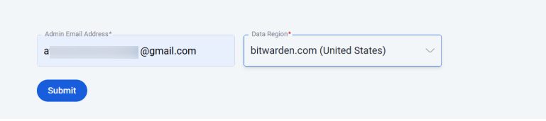 Submitting the domain and email