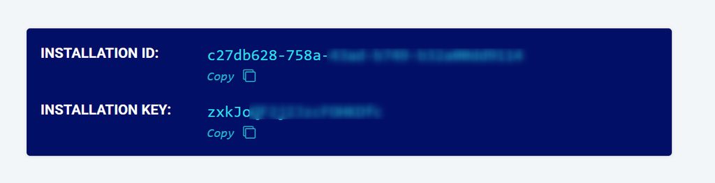 The installation ID and key