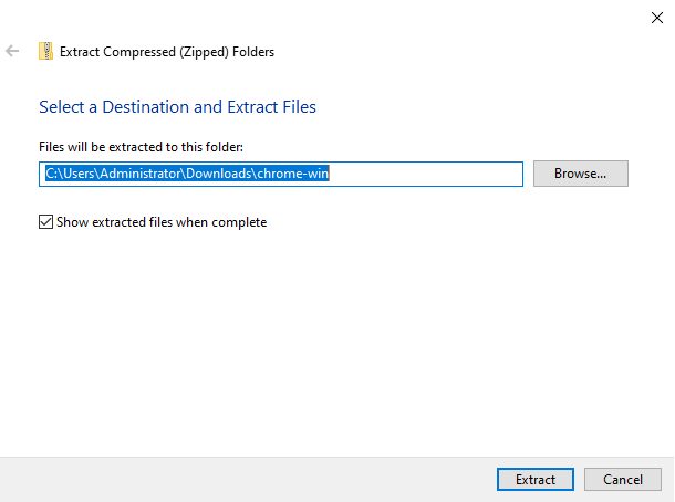 Extracting the zip file