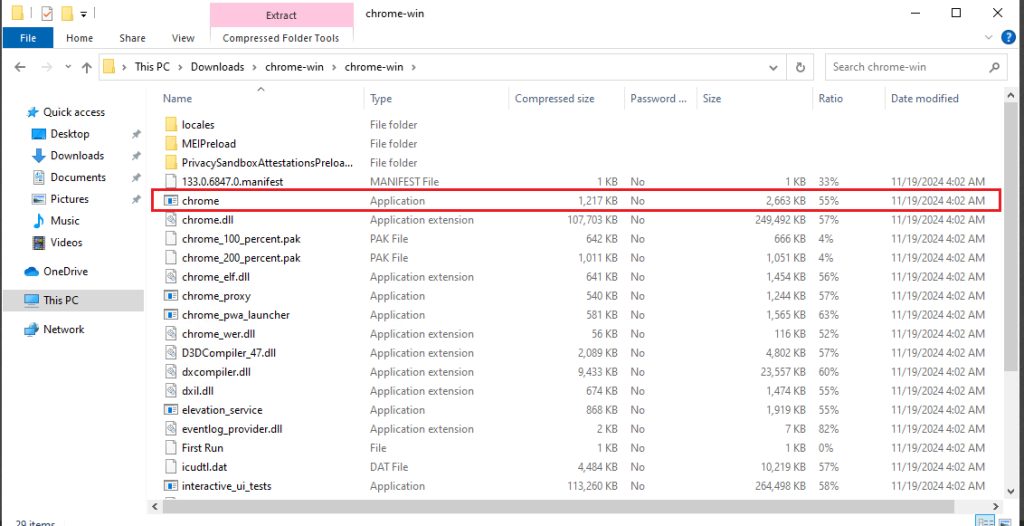 The chrome.exe file