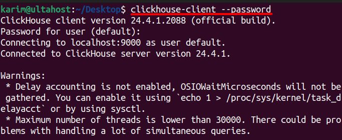 Connecting with clickhouse-client