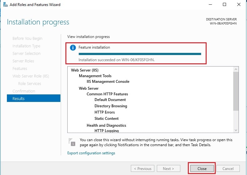 Screenshot: IIS is Microsoft's web server program.