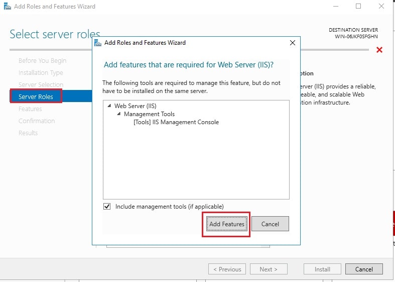 Screenshot: Tick Web Server (IIS) .