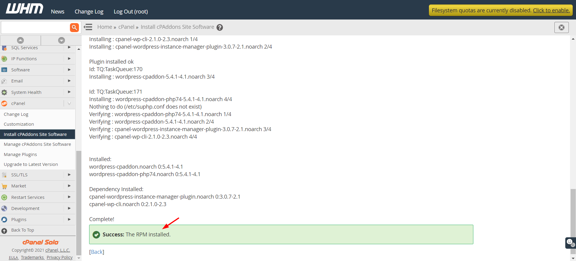 Screenshot: Turn on the feature in a feature list.