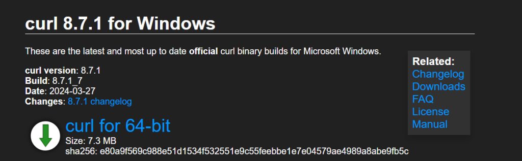 The curl download page