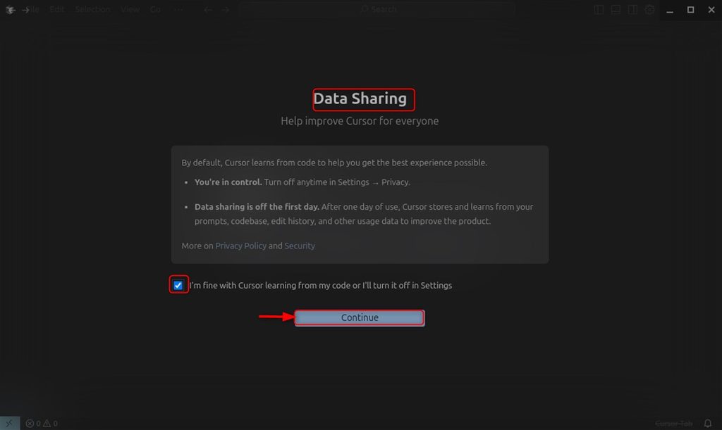 The data sharing page
