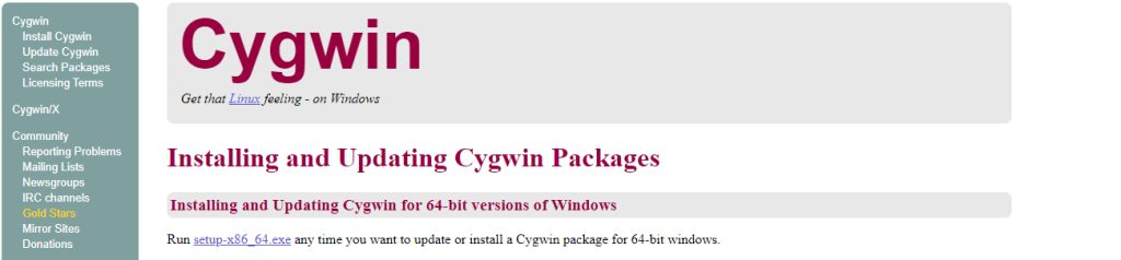 The Cygwin download page