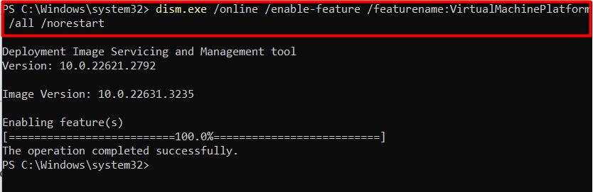 Enabling Virtual Machine Platform
