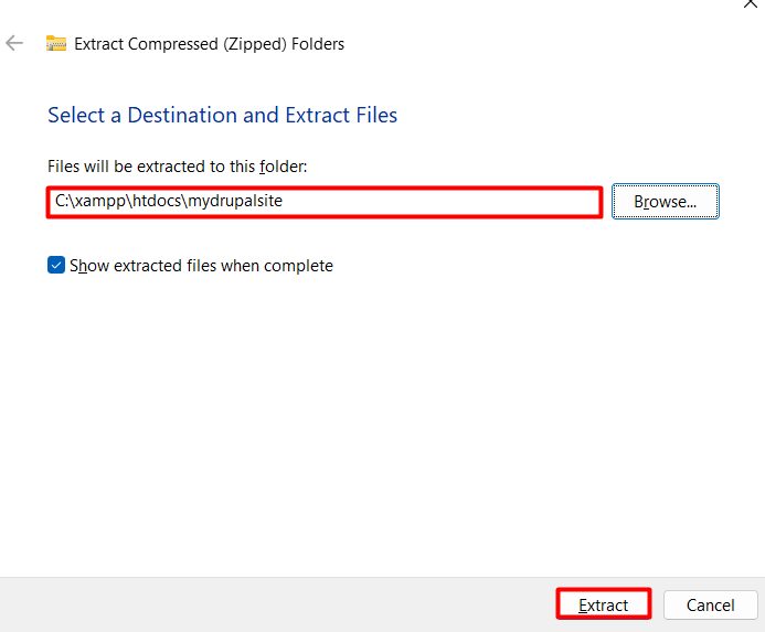 Extracting the Drupal files