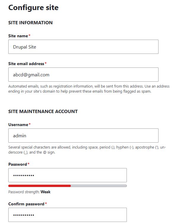 Configuring the site