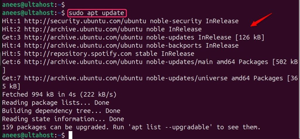 Updating the system packages