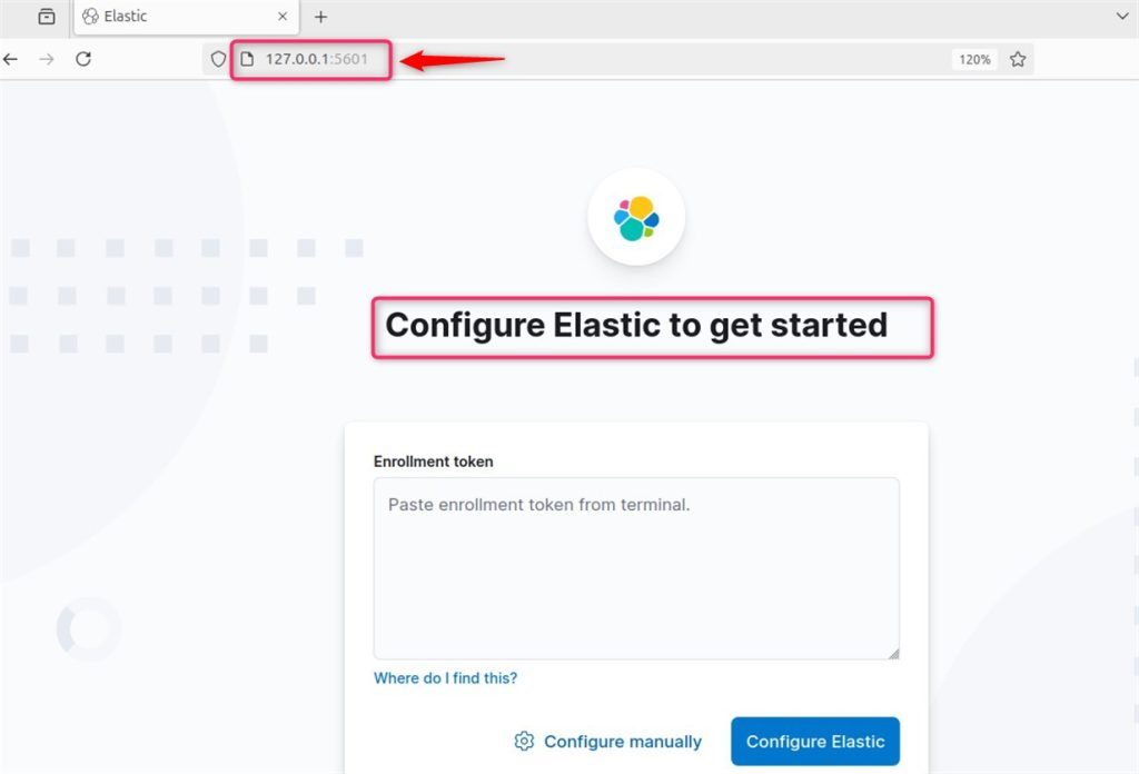 The Kibana start page
