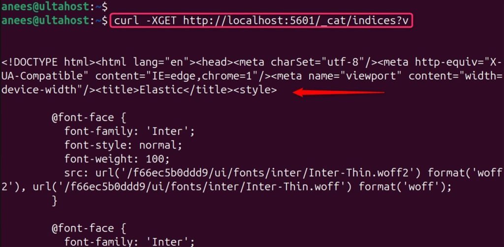 Checking the Elasticsearch indices