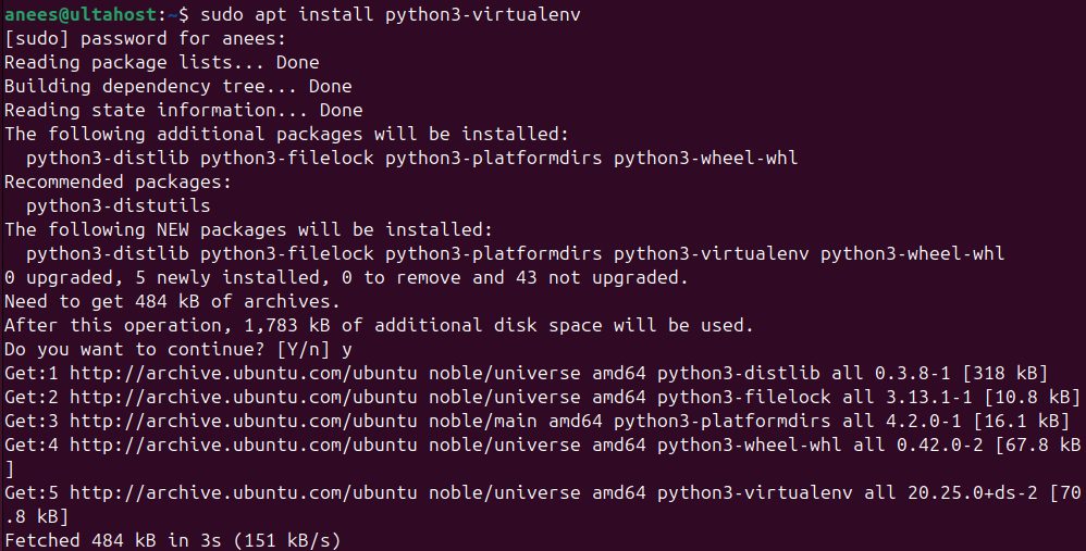 Installing python3-venv