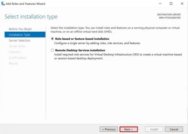 Choosing the installation type
