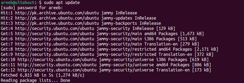 Updating the package list
