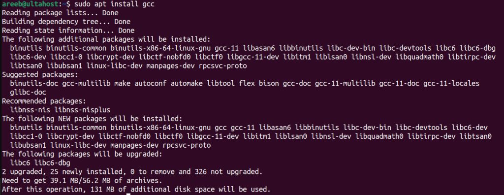 Installing gcc