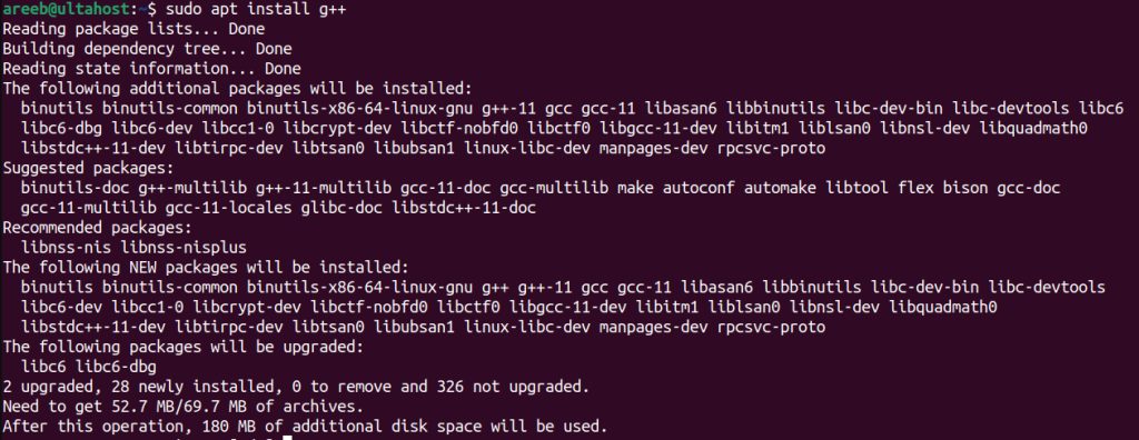 Installing g++