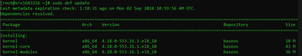 Updating with dnf