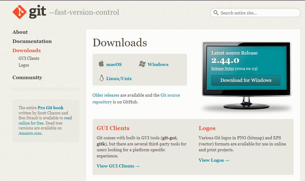 The official Git website