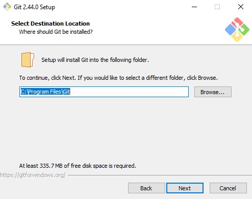 Choosing the Git location